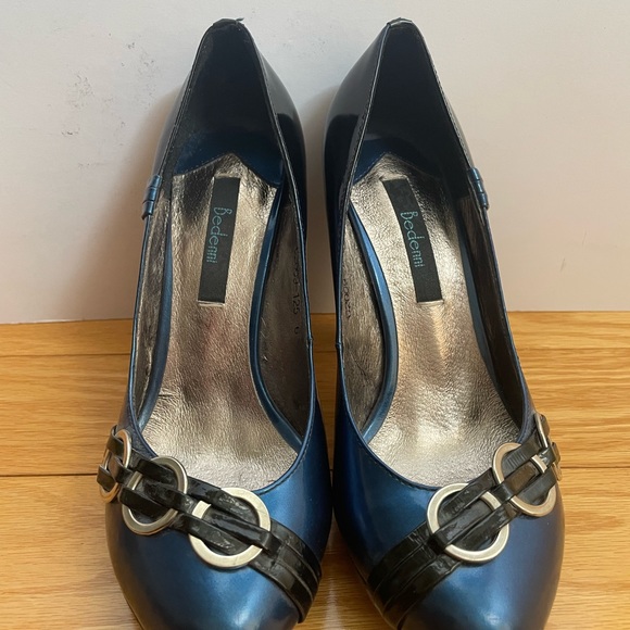 Bedenni Blue and Black Leather Heels Size 6 - Picture 3 of 7